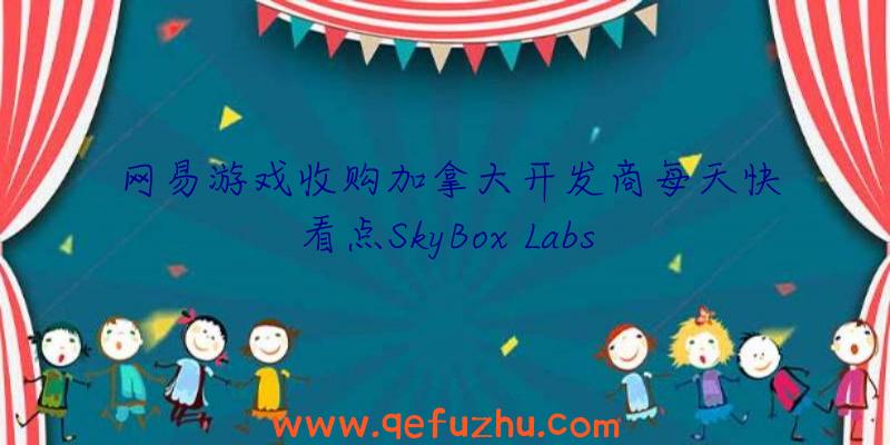 网易游戏收购加拿大开发商每天快看点SkyBox